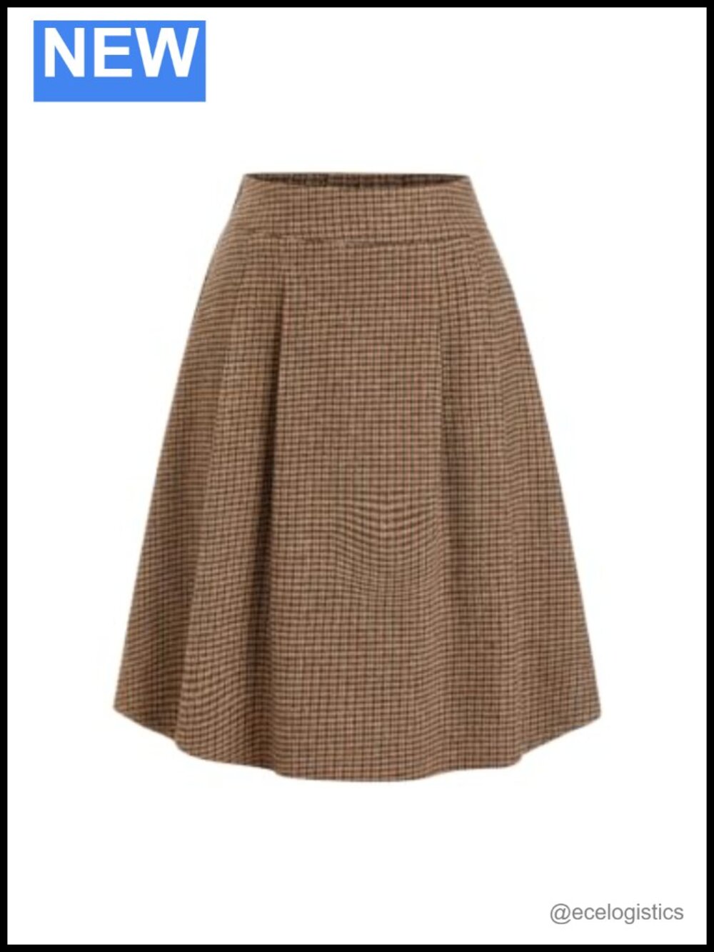 Plaid Pleated Midi Skirt with Pockets Office Fall Skirt